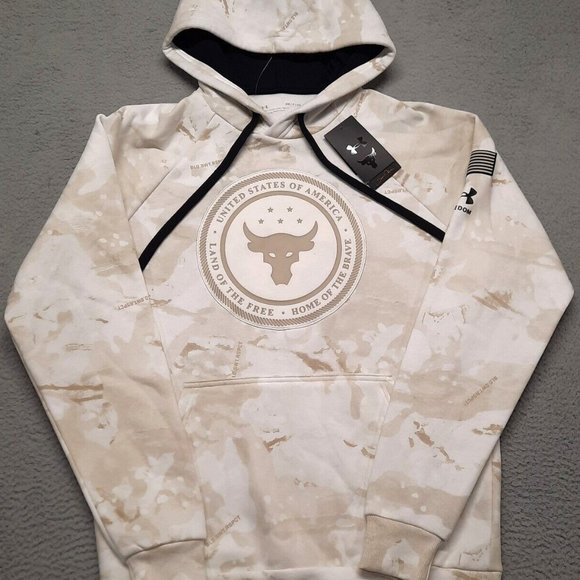 Nwt Men MEDIUM Under Armour Project Rock Veterans Day Hoodie 1367097 USA Troops - Picture 4 of 8